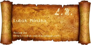 Lubik Mónika névjegykártya